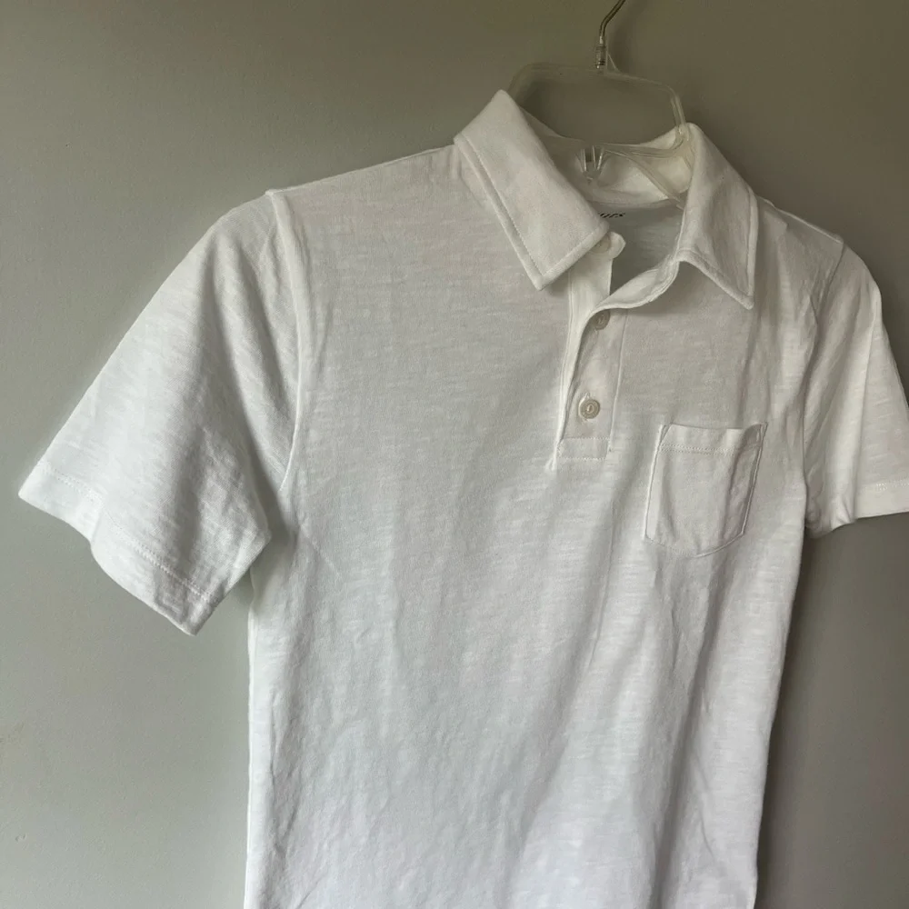 J. Crew Crewcuts Boys Large White Short Sleeve Polo Shirt NWT with chest pocket